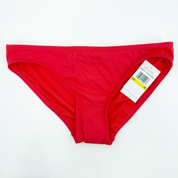 MICHAEL KORS Bikini Bottoms Size Medium NWT Sea Coral Swim Beach Hipster Resort - Picture 2 of 11
